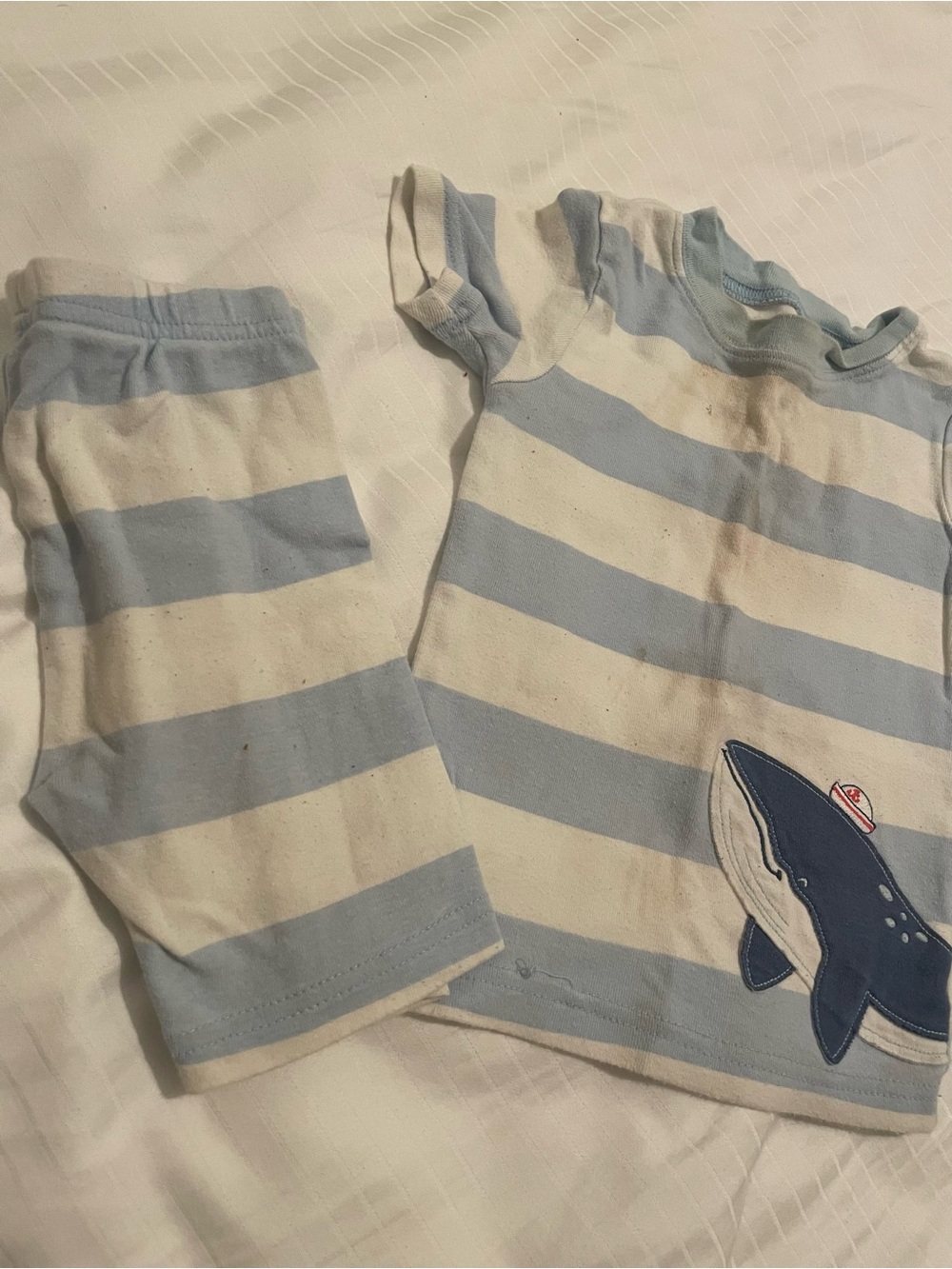 Carter's Light Blue & White Striped Whale Pajama Set